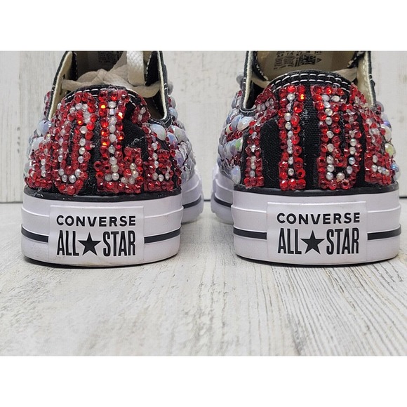 Converse Sneakers Women 7.5 Multicolor Custom Bedazzle Embellished 'A' Bling Out - Picture 5 of 9